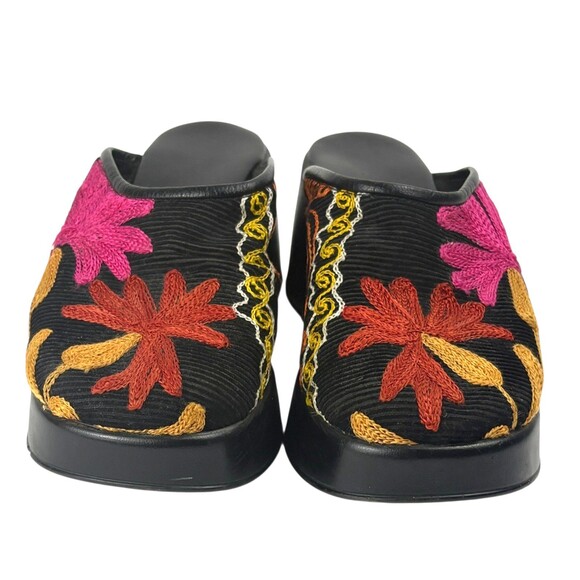 Retro Vibe Italian Floral Embroidered Corduroy Fairycore Boho Chunky Clogs 36  6 - Picture 4 of 16